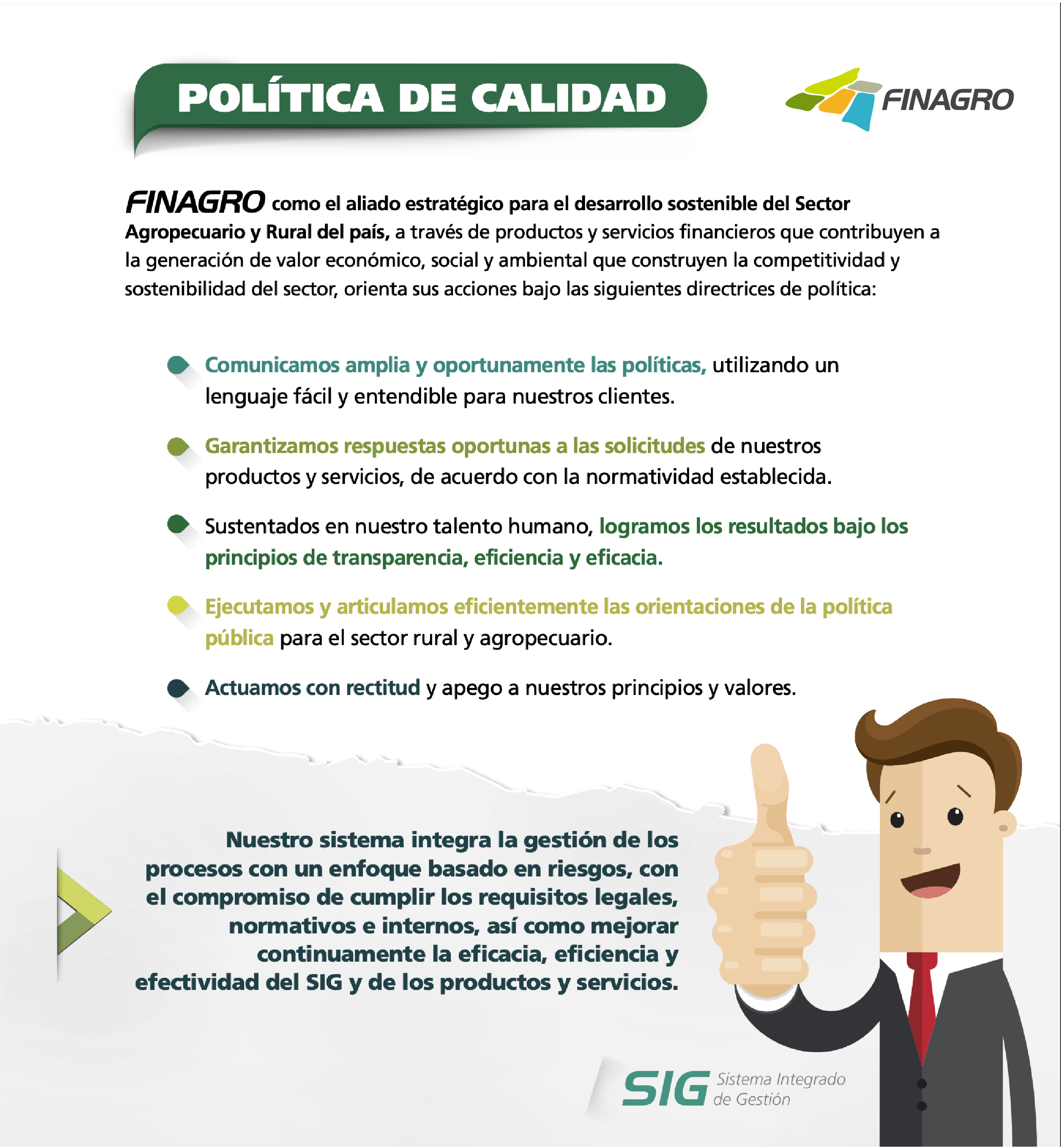 Política de calidad FINAGRO