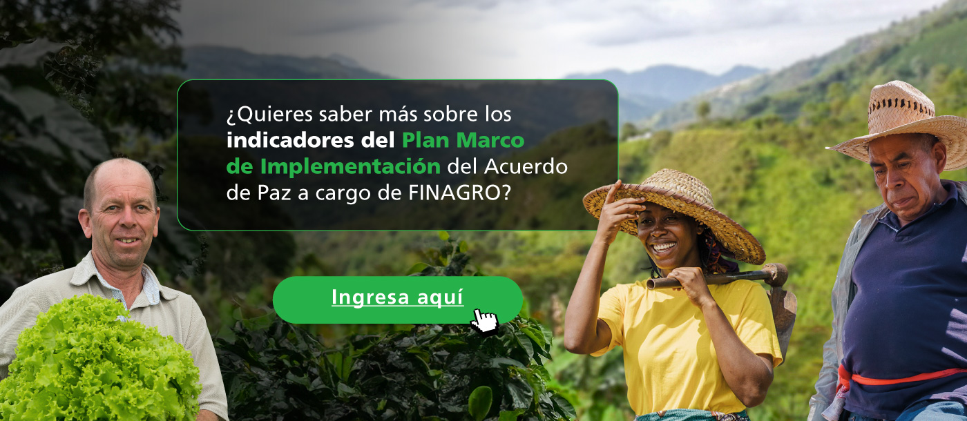 Tres campesinos: Uno con una lechuga, otra con un azadón y otro en un cultivo de café.